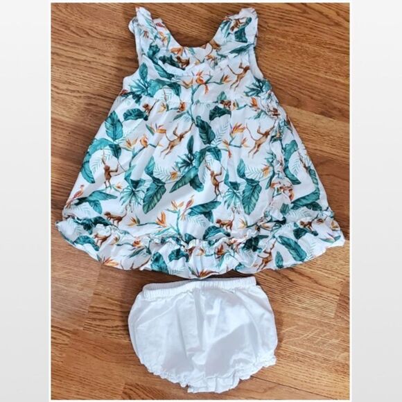 JANIE AND JACK Dress Kids 12-18 Months Tropical White Kid Girl Summer Set - Picture 2 of 16